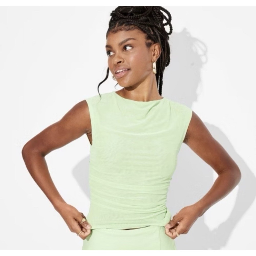 Wild Fable Womens‎ y2k fairy Green Top Mesh Back shirt XS Streetwear Festival